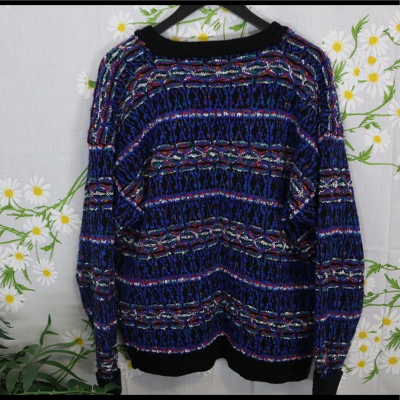 Vintage royal blue rainbow mixed knit cardigan - Picture 6 of 6